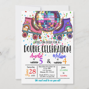 Double Celebration Roller Skating Disco Invitation