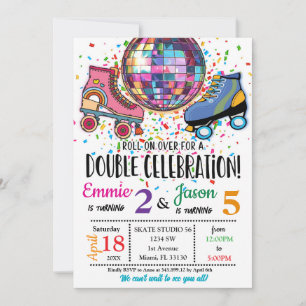 Double Celebration Roller Skating Disco Invitation