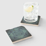 Double Checkered Tile Blue Stone Coaster
