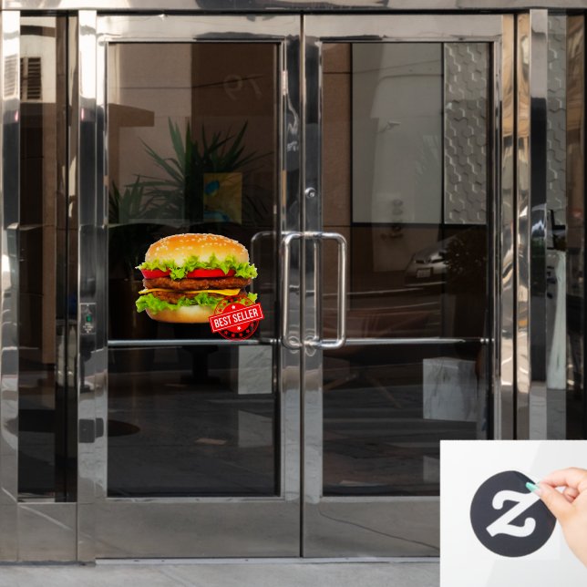 Double Cheeseburger Best Seller Burger Advert Window Cling (Office Door)