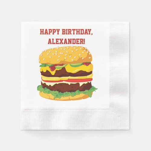 Double Cheeseburger Custom Party Paper Napkins