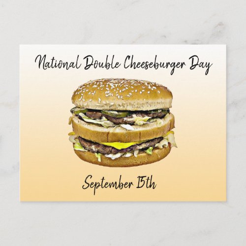 Double Cheeseburger Day Funny Holidays Postcard