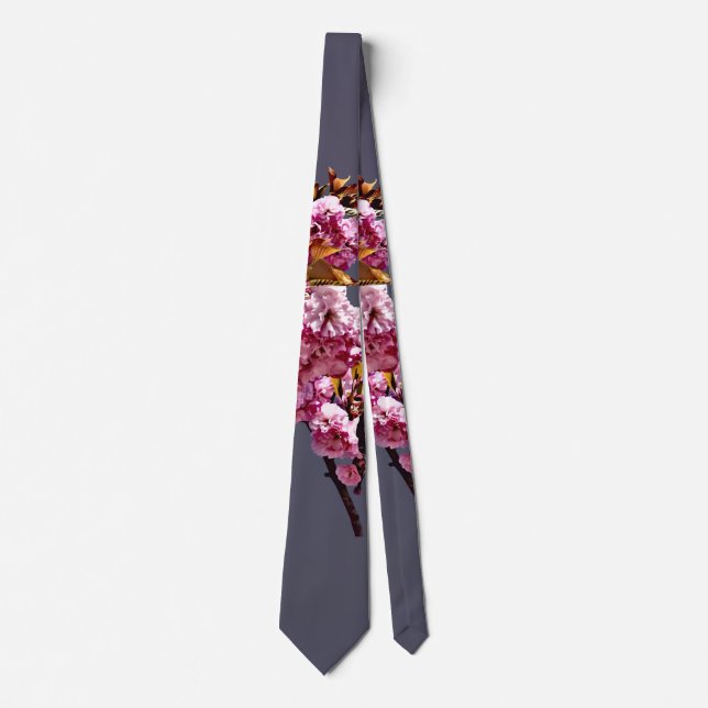 Double Cherry Blossom Branches Neck Tie (Front)