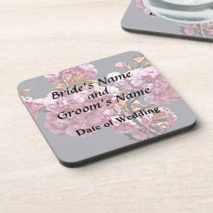 Double Cherry Blossom Branches Wedding Products Beverage Coaster