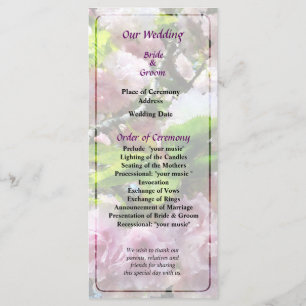 Double Cherry Blossoms Wedding Program