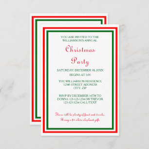 Double Christmas Trim -3x5 Christmas Party Invite