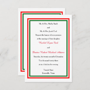 Double Christmas Trim - 3x5 Wedding Invitation