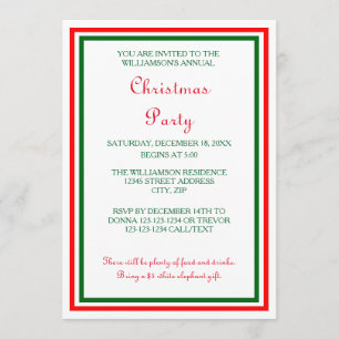 Double Christmas Trim -5x7 Christmas Party Invite