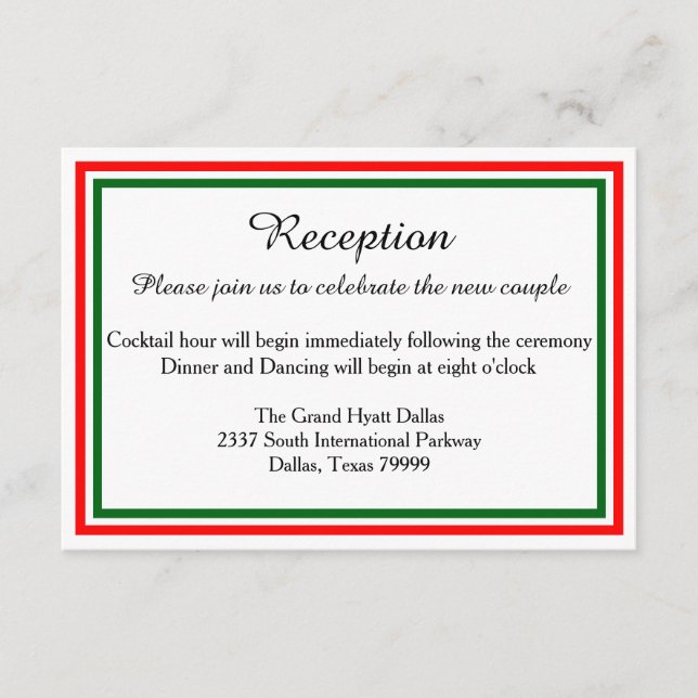 Double Christmas Trim-Reception Invition Enclosure Card (Front)