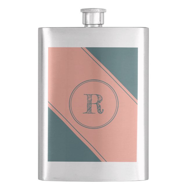 Double Circle Geometric Rectangle Initial Letter Flask (Front)