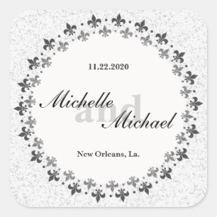 Double Circle of Fleur de Lis Square Sticker