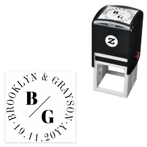 Double Classic Monogram  Circle Names Minimalist Self_inking Stamp