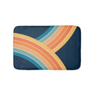 Double colorful retro style rainbow bath mat