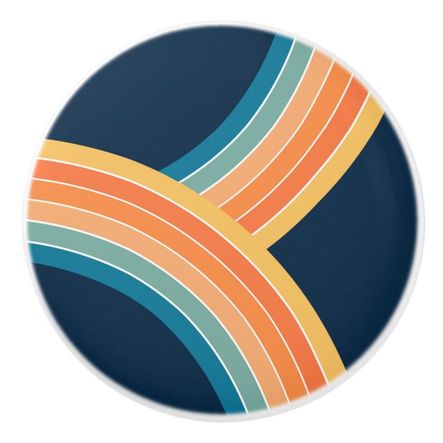 Double colorful retro style rainbow ceramic knob (Front)
