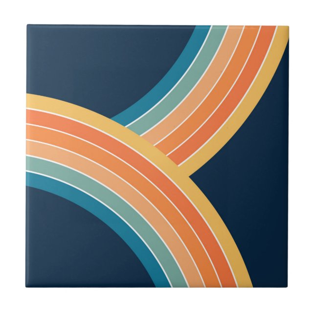 Double colorful retro style rainbow ceramic tile (Front)