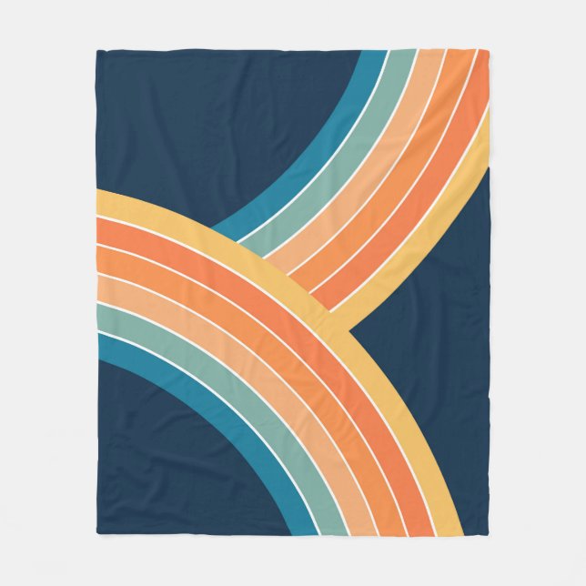Double colorful retro style rainbow fleece blanket (Front)