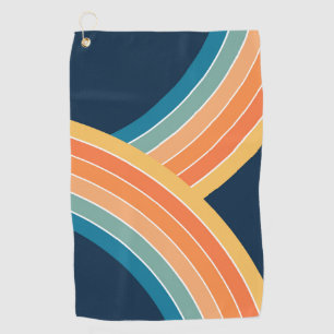 Double colorful retro style rainbow golf towel