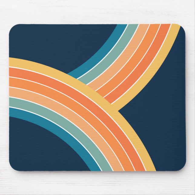 Double colorful retro style rainbow mouse pad (Front)