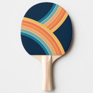 Double colorful retro style rainbow ping pong paddle