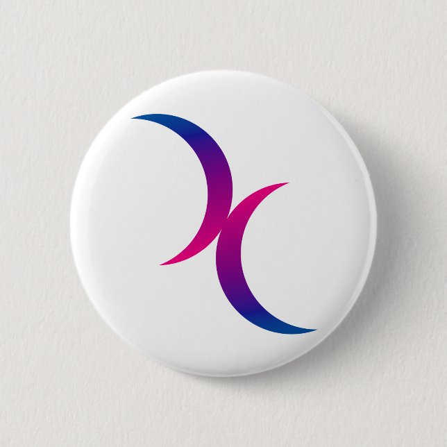 Double Crescent Moon Bisexual Pride Symbol Button (Front)