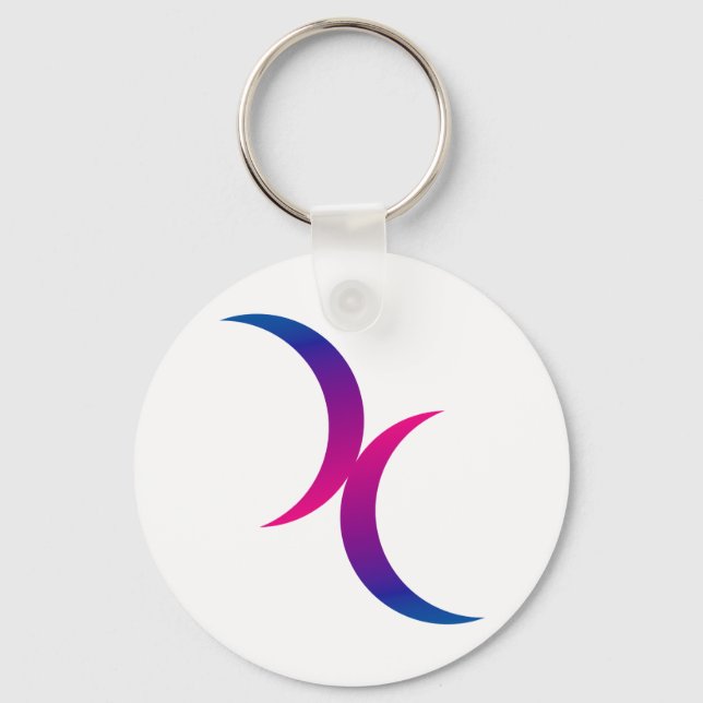 Double Crescent Moon Bisexual Pride Symbol Keychain (Front)