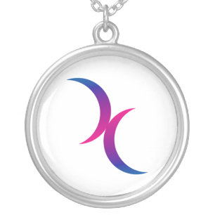 Double Crescent Moon Bisexual Pride Symbol Silver Plated Necklace