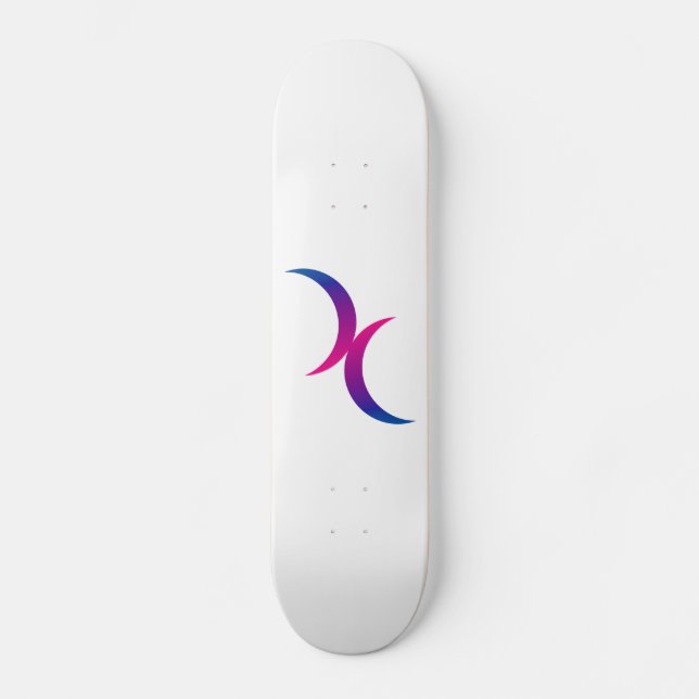 Double Crescent Moon Bisexual Pride Symbol Skateboard (Front)