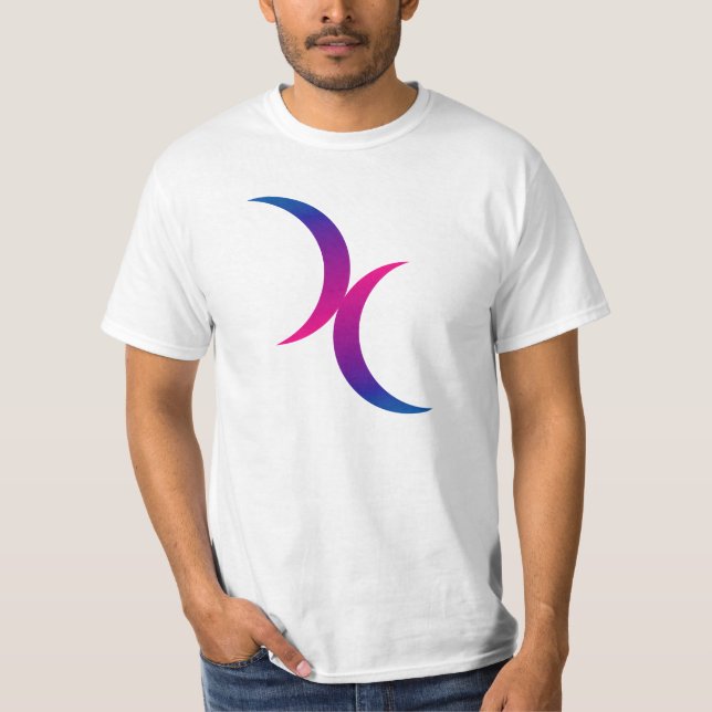 Double Crescent Moon Bisexual Pride Symbol T-Shirt (Front)