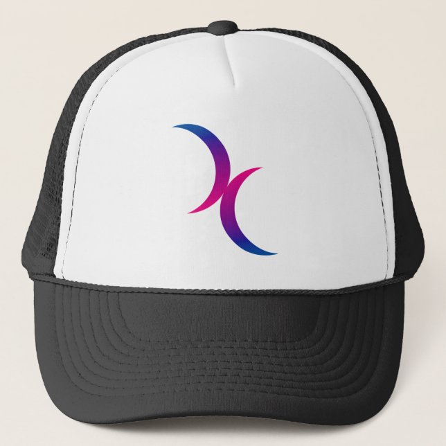 Double Crescent Moon Bisexual Pride Symbol Trucker Hat (Front)