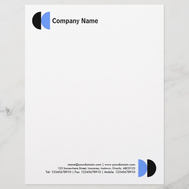 Double Crescents - Black and Baby Blue Letterhead (Front)