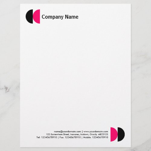 Double Crescents _ Black and Neon Red Letterhead