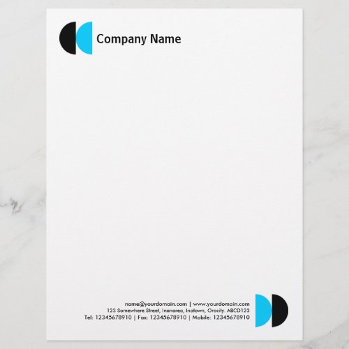 Double Crescents _ Black and Sky Blue Letterhead