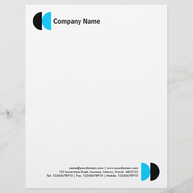 Double Crescents - Black and Sky Blue Letterhead (Front)