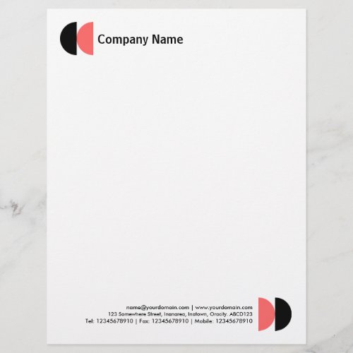 Double Crescents _ Black and Tropical Pink Letterhead