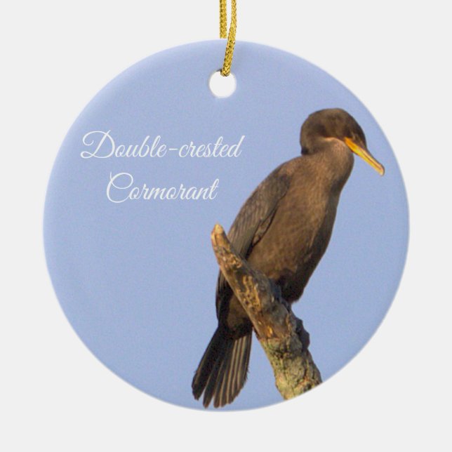 Double-crested Cormorant Bird Ornament  (Front)