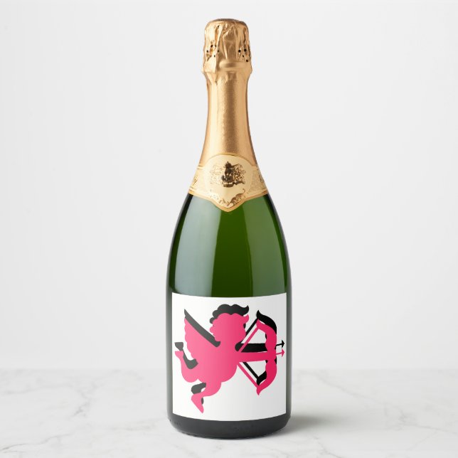 Double Cupid Valentine's Day Sparkling Wine Label (Front)