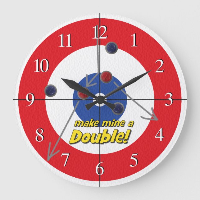"Double" Curling Bar Clock - (Red) (Front)
