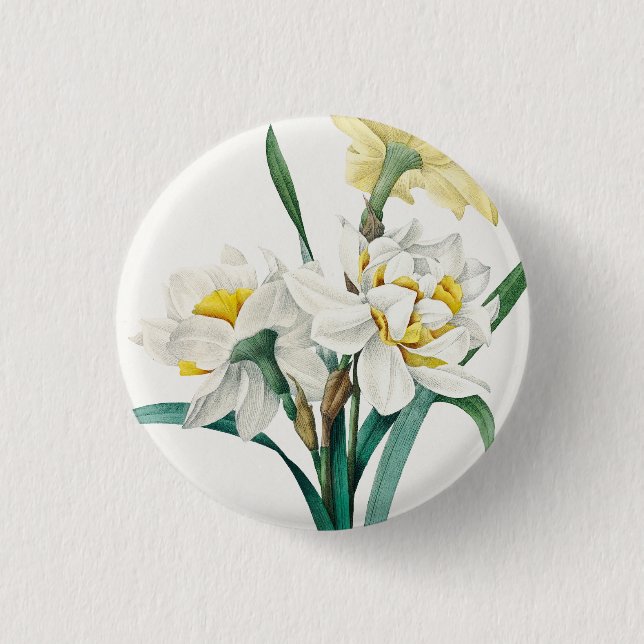 Double Daffodil,  Pierre-Joseph Redouté, 1827 Button (Front)
