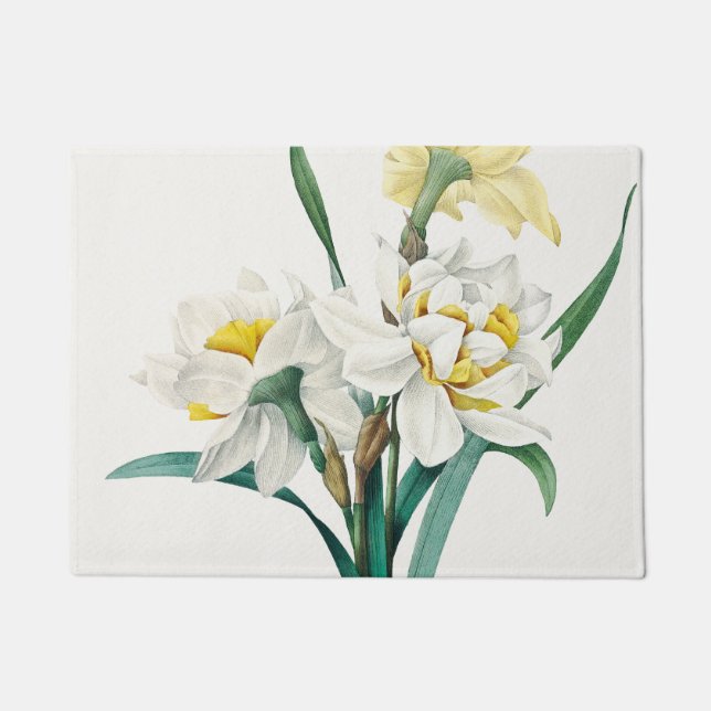 Double Daffodil,  Pierre-Joseph Redouté, 1827 Doormat (Front)