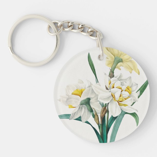 Double Daffodil,  Pierre-Joseph Redouté, 1827 Keychain (Front)