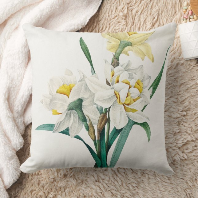 Double Daffodil,  Pierre-Joseph Redouté, 1827 Throw Pillow (Blanket)