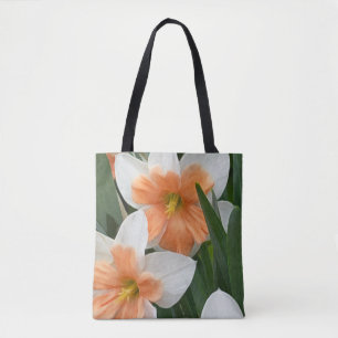 Double Daffodils Peach Orange & White Tote Bag