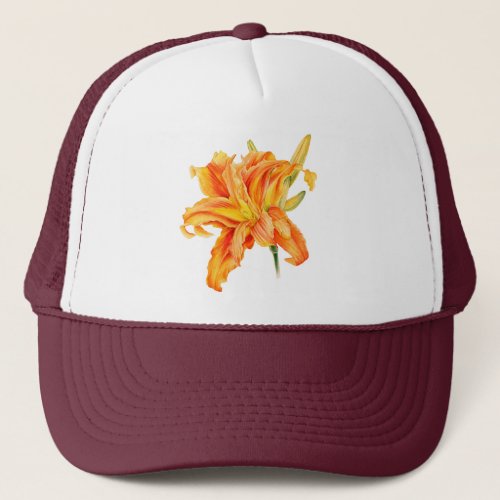 Double Daylily Hemerocallis orange fine art hat