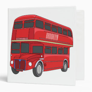 Double-decker bus cartoon illustration 3 ring binder