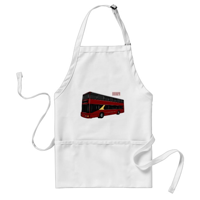 Double-decker bus cartoon illustration adult apron (Front)