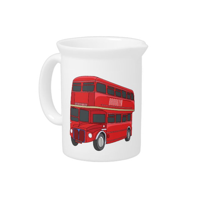 Double-decker bus cartoon illustration beverage pitcher (Left)