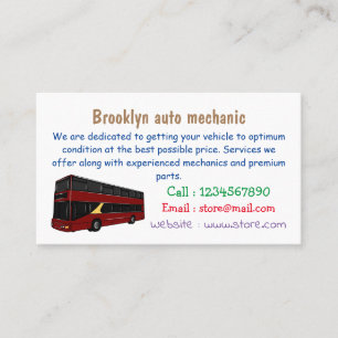 Double-decker bus cartoon illustration business card