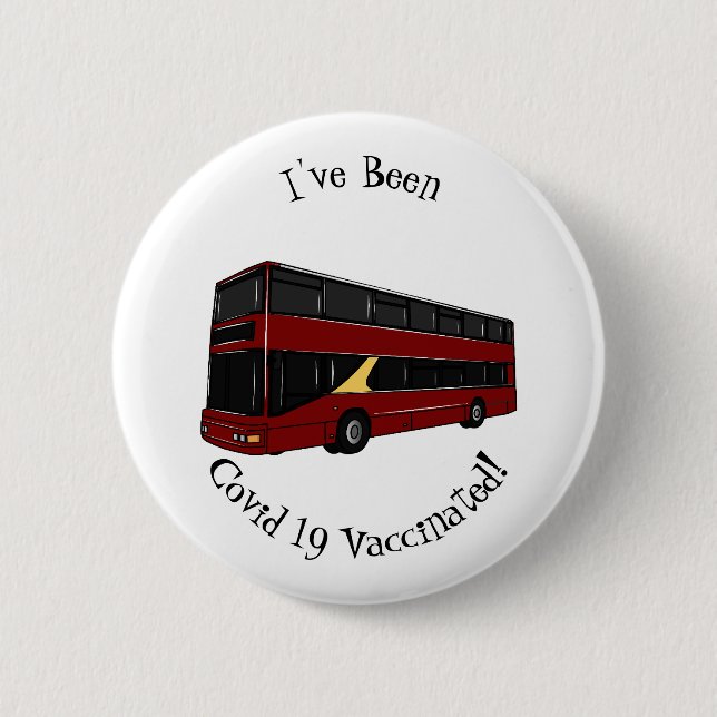 Double-decker bus cartoon illustration button (Front)