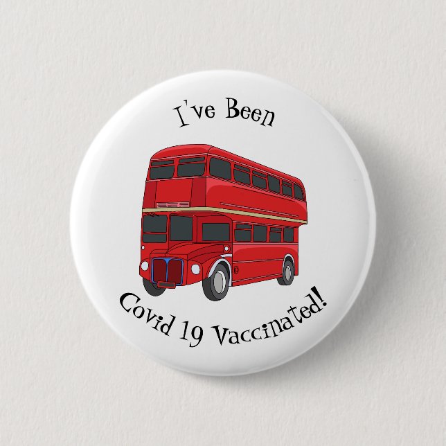 Double-decker bus cartoon illustration button (Front)
