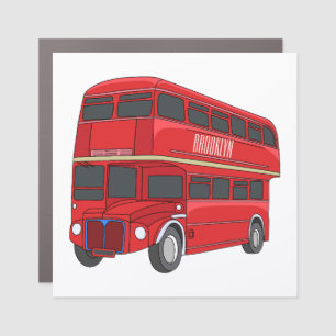 Double-decker bus cartoon illustration car magnet